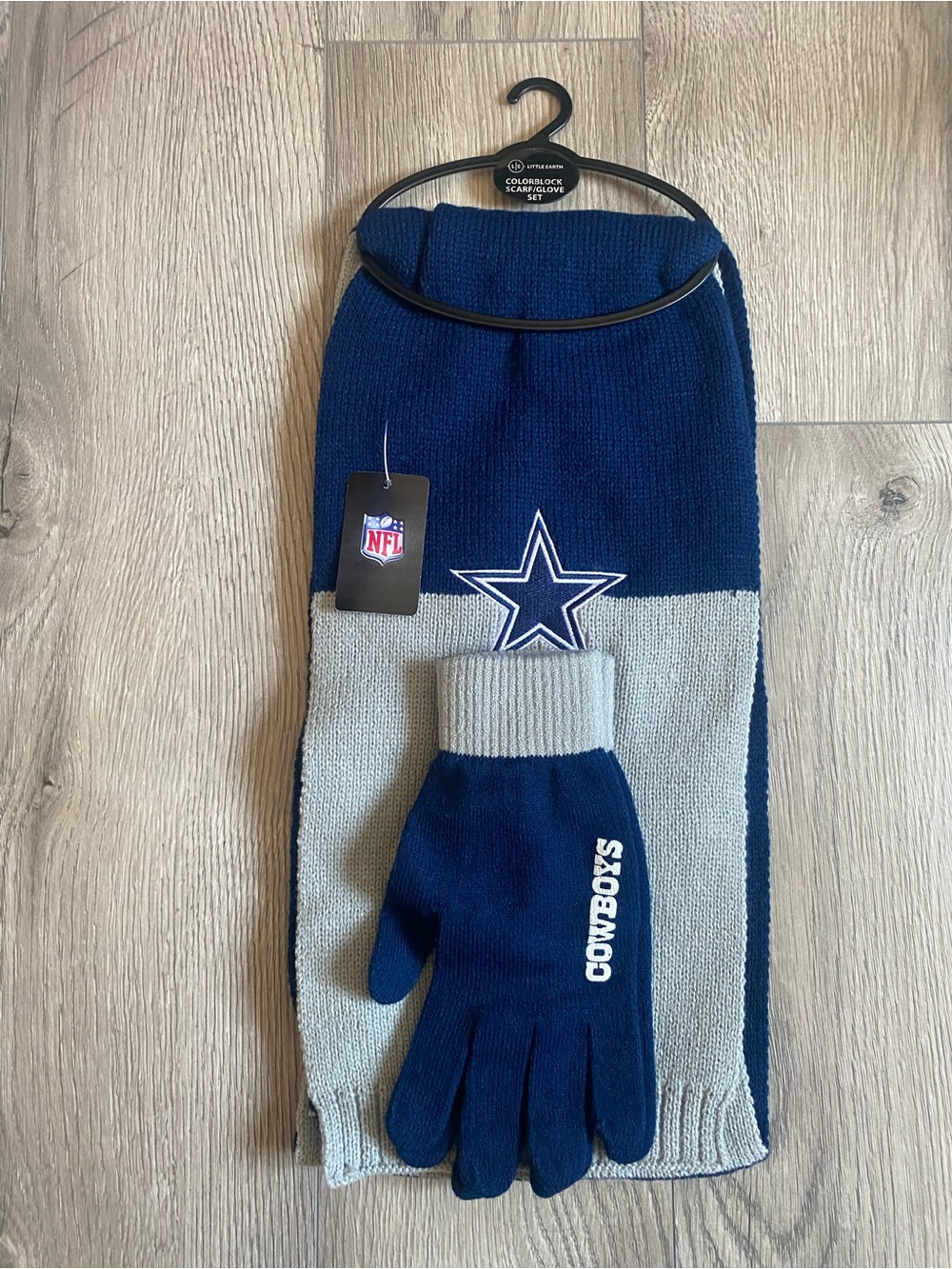 NFL Dallas Cowboys Knit Scarf and Gloves - Navy & Gray